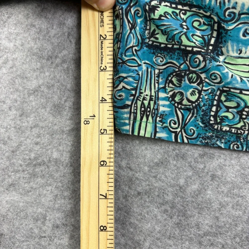Vintage 90s Sideout Sport Tiki Surfboard Swim Trunks Teal Blue Made in USA XL